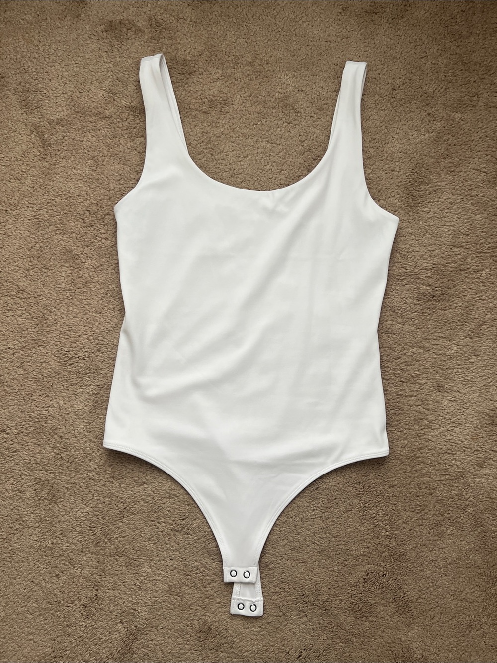 Express Double Layer Body Contour White Bodysuit - Scoop Tank Top